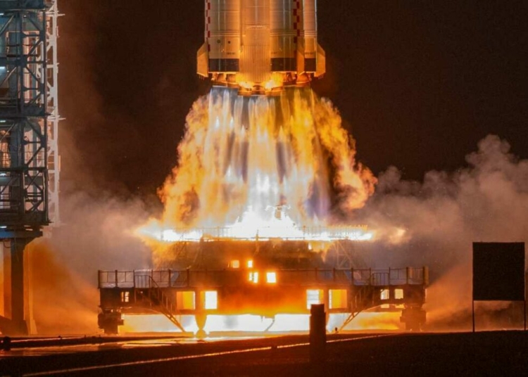 The Shenzhou-23 manned mission launches from the Jiuquan Satellite Launch Center in Jiuquan, northwestern China on Sunday, May 24, 2026. (AP Photo/Ng Han Guan)