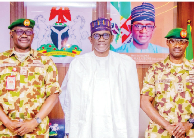 Buni Hails Outgoing Hadin Kai Commander, Charges Successor On Deepening Security Gains 1 Gov Buni (middle) when the outgoing and incoming Commander of Sector 2 Joint Task Force (Northeast), Operation HADIN KAI visited him at the Government House Damaturu