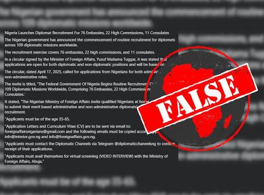 FG Disowns Fake Recruitment Message Into Nigerian Diplomatic Service