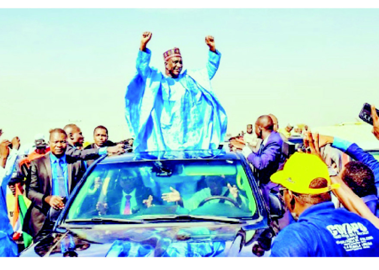 Yobe 2027: Thousands Besiege Nguru For Baba Mallam Wali’s Grand Homecoming Rally 1 Yobe APC Consensus aspirant, Alhaji Baba Mallam Wali mni during a homecoming rally at Nguru on Saturday.