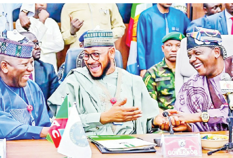 Senator Abdullazeez Yari, Governor Dauda Lawal and Minister of State, Defence, Bello Matawalle, at Zamfara State Government House