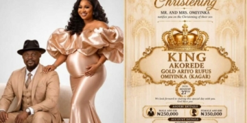 ‎Baba Ijesha, Wife Luminee Invite Nigerians To Baby’s Christening Ceremony Via Buying Of Asoebi