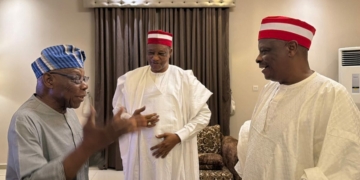 PICTORIAL: Kwankwaso, Gwarzo Meets Obasanjo As Ex-President Visits Kano