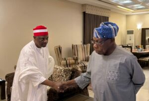 PICTORIAL: Kwankwaso, Gwarzo Meet Obasanjo As Ex-President Visits Kano
