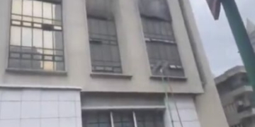 Fire Guts Building Housing Polaris Bank Branch On Lagos Island