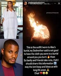 Angela Okorie Explains Decision To Burn Outfit Worn To Alexx Ekubo’s Funeral