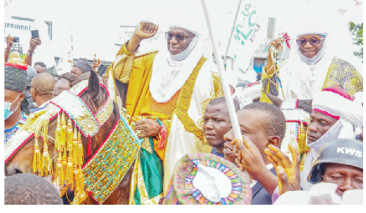 Kwara State governor, AbdulRahman AbdulRazaq(left) and the Mutawali of Ilorin, Dr Alimi AbdulRazaq during the 2026  Ilorin grand durbar . PHOTO BY ABDULLAHI OLESIN.