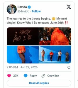 Davido Announces New Single 3 Screenshot 20260623 080622 1