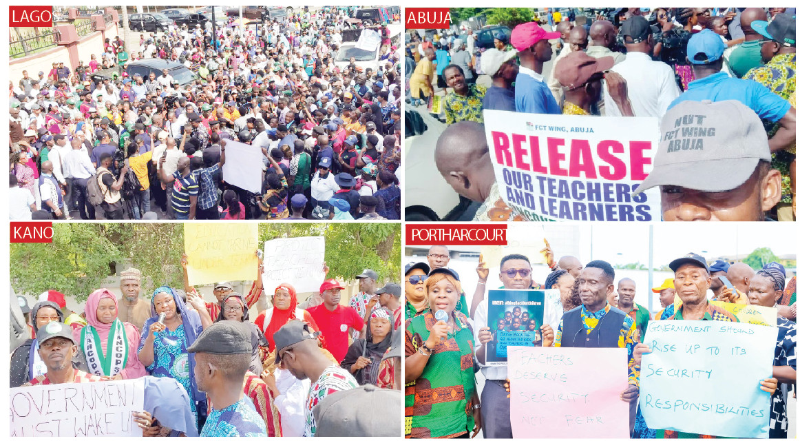 OYO, BORNO SCHOOL ABDUCTIONS: Teachers Protest Nationwide As CAN Seeks State Of Emergency On Insecurity