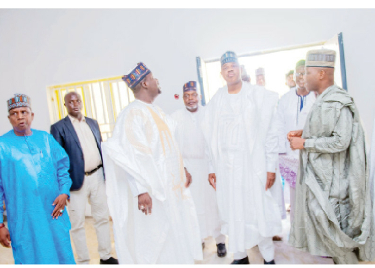 Second from (Left in white), Yobe Ag. SSG, Dr Mohammed Goje accompanied by commissioners during the inspections of some projects in Damaturu