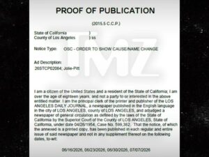 Brad Pitt’s Daughter Zahara Publishes Legal Notice to Drop Father’s Surname