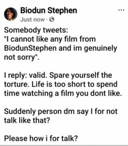 Biodun Stephen Praises Critic For Choosing Not To Watch Her Films 2 Biodun Steven