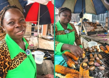 Nigerian Woman Sparks Buzz After Claiming She Earns ₦2.5 Million Selling Roasted Corn.