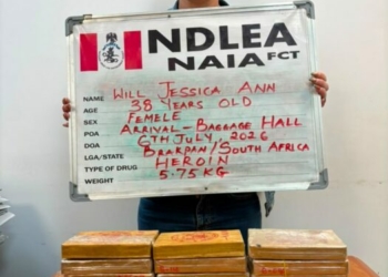 NDLEA Arrests South African Woman For 5.75kg Heroin Smuggling, Seizes ₦10.3bn Drugs