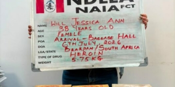 NDLEA Arrests South African Woman, Seizes ₦10.3bn Worth Of Drugs