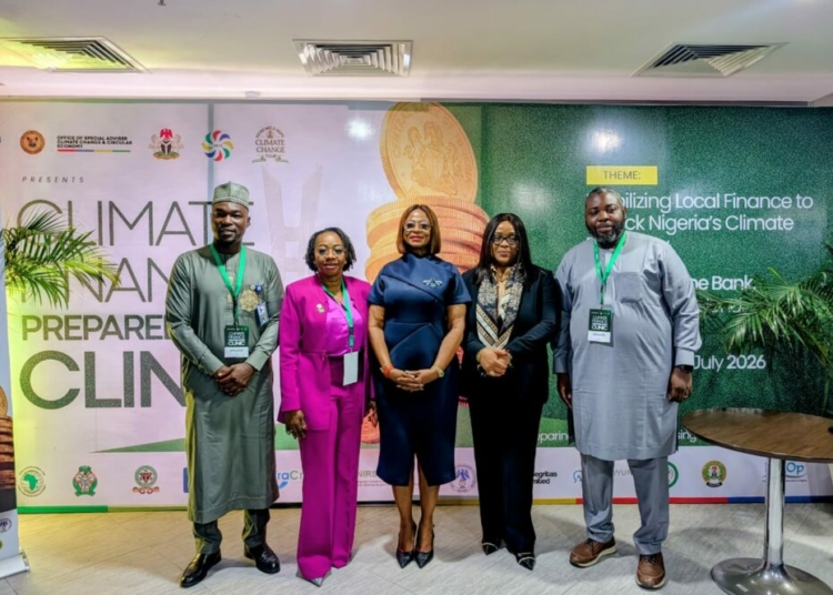L–R: Senior special assistant to President Bola Tinubu on Climate Finance and Stakeholder Engagement, Ibrahim Abdullahi Shelleng; managing director, Financial Institutions Training Centre, Chizor Malize;  special adviser to the Lagos State governor on Climate Change and Circular Economy, Titilayo Oshodi;  executive director, Corporate Banking (South), Keystone Bank Nnenna Anyim Okoro, and Sustainability and ESG expert, Abiola Oshunniyi, at the Climate Finance Preparedness Clinic held at in Lagos, recently. PHOTO: KEYSTONE BANK