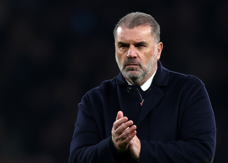 LONDON, ENGLAND - NOVEMBER 26: Tottenham Manager Ange Postecoglou applauds the fans after the Premier League match between Tottenham Hotspur and Aston Villa at Tottenham Hotspur Stadium on November 26, 2023 in London, England. (Photo by Chloe Knott - Danehouse/Getty Images)
