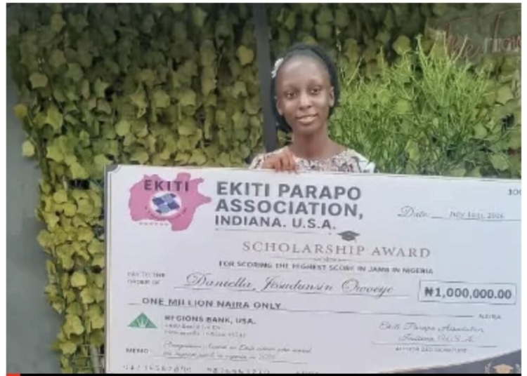 2026 UTME Highest Scorer Receives ₦1m Scholarship 1 Photo Credit: Owoeye Daniella