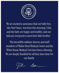 US Vice President JD Vance, Wife Welcome Baby Boy 2 IMG 9622