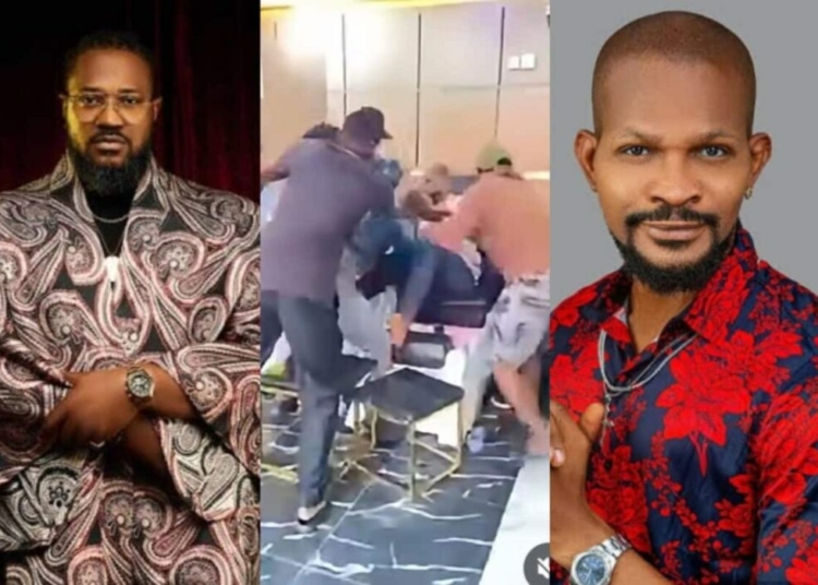 Mofe Duncan reacts as Uche Maduagwu beaten by Mike Lagos 1200x800 1