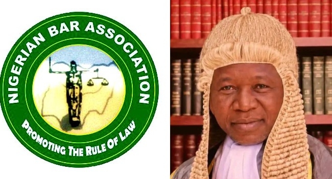 NBA logo and Justice Faruku Bunza