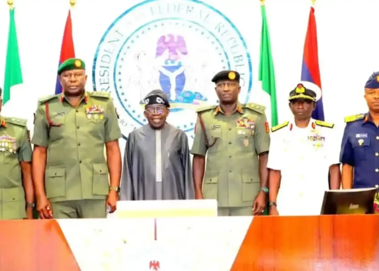 Tinubu Meets Security Chiefs For Review 1 President Tinubu with General Oluyede and other Service Chiefs