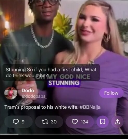 BBNaija Season 11: Tram's Alleged Engagement Video Sparks Online Buzz 1 Traaaa 1