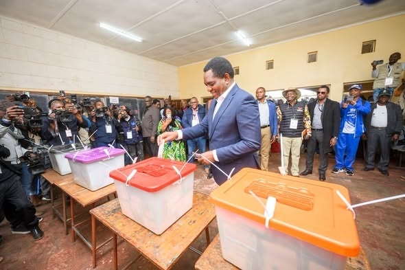 President Hichilema casting his vote PC: The president's Facebook page