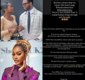 “You Are A Very Foolish Goat” — Beauty Tukura Slams Wedding Photographer David Martins