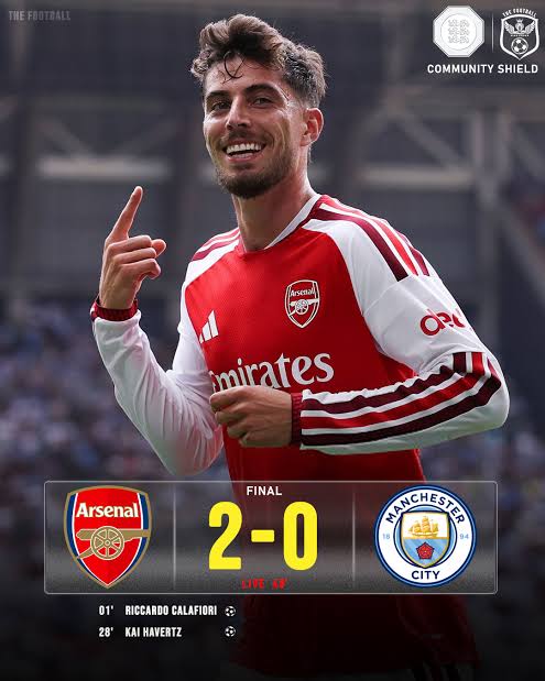 Community Shield: Arsenal Blow Man City Away In First Half, Lead 2-0