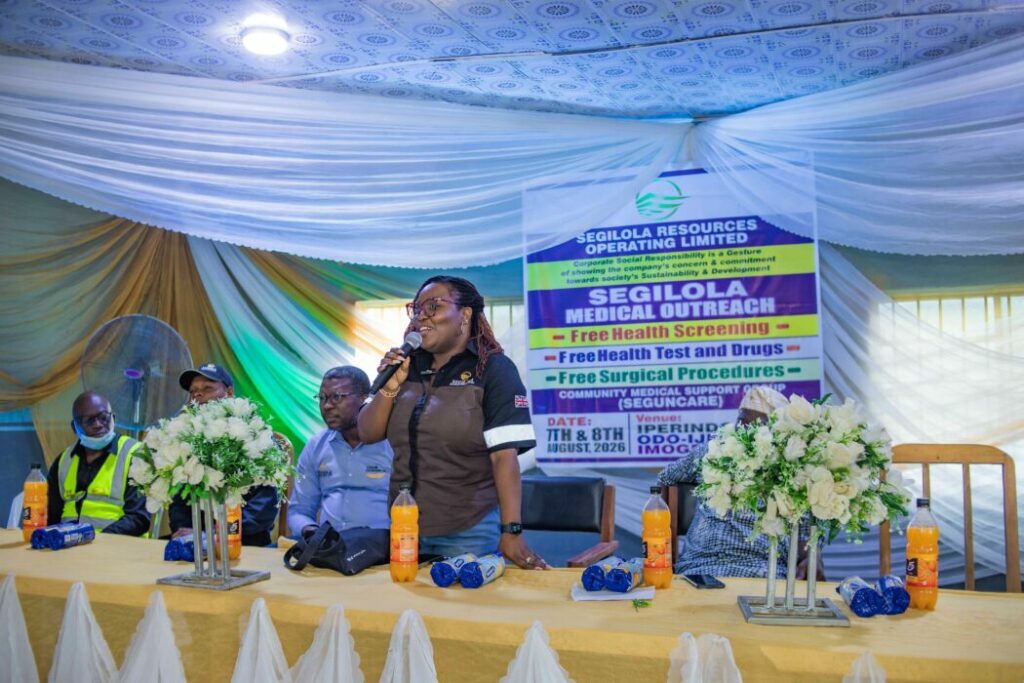 Madhurri giving a speech at SROLs annual medical outreach 2026