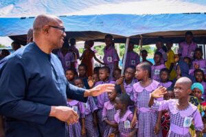PICTORIAL: Peter Obi Lays School Foundation In Kogi 3 Peter Obi and pupils 2