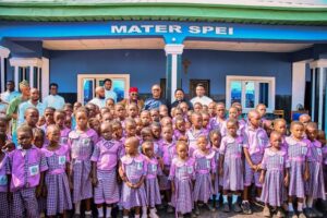 PICTORIAL: Peter Obi Lays School Foundation In Kogi 2 Peter Obi and pupils