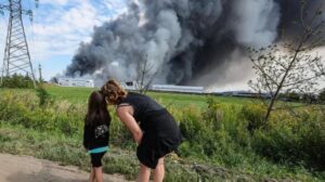 Russia Warns UK Of Consequences Over Drones Used In Ukraine Strikes 2 Smoke rises above a Wildberries facility following a reported Ukrainian drone strike at the Koledino Industrial Park near Podolsk in Russia on Sunday. Photo credit: EPA