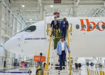 IbomAir: Gov Eno Inspects 3rd Airbus A220-300