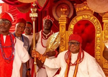 Okpebholo Presents Staff Of Office To Alimikhena As New Okumagbe Of Uwanno