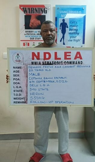 49.70kg Heroin: NDLEA Arrests Fugitive Drug Kingpin After 2 Years 1 IMG 20260909 WA0032