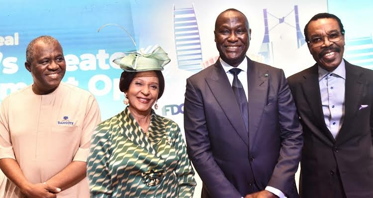 AFC, Industry Leaders Hail Dangote Investments As Catalysts For Africa’s Economic Growth 1 L-R: Chief economist, Dangote Industries Limited, Dr Hassan Mahmud; Lady Maiden Alex-Ibru; Chairman of Occasion/ Special Guest of Honour, Samaila Zubairu and Keynote Speaker Session 1, Bismarck Rewane, during The Real Deal: Africa's Greatest Investment Opportunity," sponsored by Dangote Industry Limited in Lagos, yesterday. PHOTO: DIL