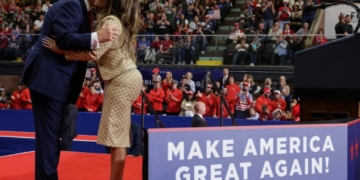 Trump Turns Heads As He Compliments Nicki Minaj’s ‘Beautiful’ Backside At Michigan Rally 2 Nicki Minaj and Donald Trump attend a rally on Sunday in Port Huron, Michigan, for Republican Mike Rogers before the midterm elections. Photograph: Jonathan Ernst/Reuters