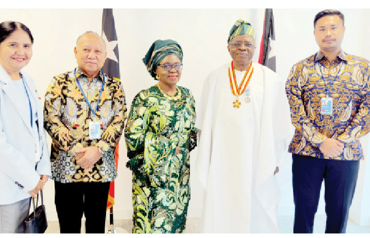 Decorated With A Medal On The Day Of Peace 1 Ms. Henriqueta Silva, CoS of President Ramos-Horta; Mr. Lourenço de Oliveira, Founder of Aero Dili; Adejumoke & Babafemi Badejo and Mr. Leonard Lazaro Laiskodat, a friend from Timor-Leste