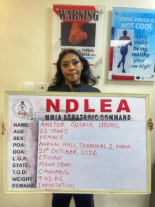 NDLEA Arrests South African Woman US-Based Grandma With Cocaine, Cannabis 3 Anetor Gloria Ubong, a 62-year-old Nigerian-American realtor and grandma