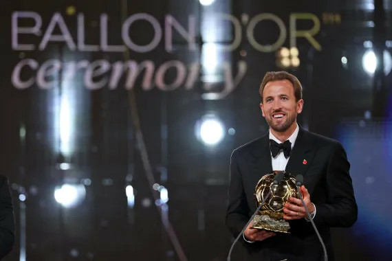 Kane Makes History, Ends England’s 25-Year Ballon d’Or Drought 1 England and Bayern Munich forward Harry Kane reacts after receiving the Ballon d'Or award for the best male footballer. AFP Photo