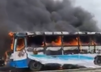 Mob Sets BRT Bus Ablaze After Motorcyclist’s Death In Lagos