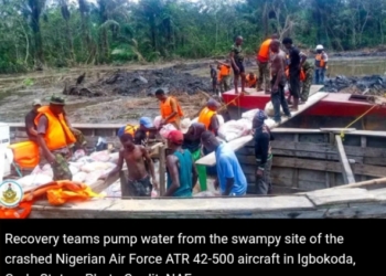 NAF Lowers Water Level At Ondo Crash Site After 14 Days Of Recovery Efforts