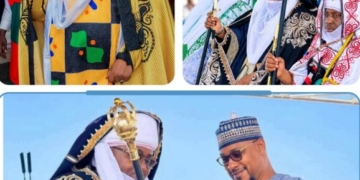 BREAKING: Gov. Lawal Presents Staff Of Office To New Emir Of Gusau, 18 Others