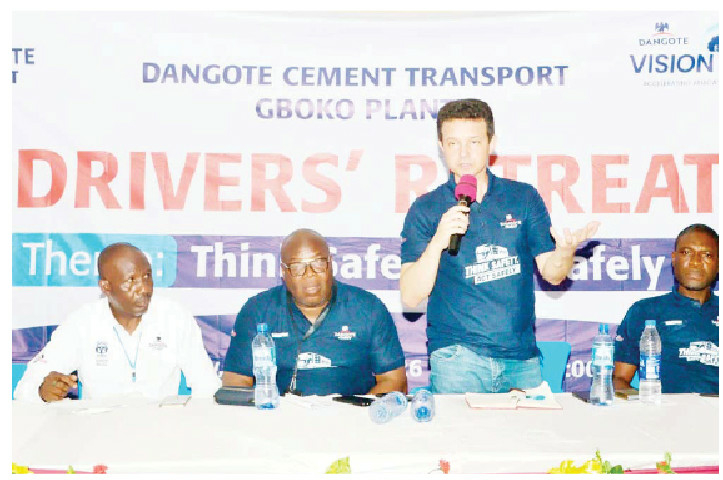 Safety: Dangote Cement Hosts Strategic Retreat For Drivers 1 Head of Transport, Dangote Cement PLC, Murillo Silva, speaking at the Drivers Safety Retreat at Dangote Cement Plant Gboko on Thursday. PHOTO: DANGOTE CEMENT